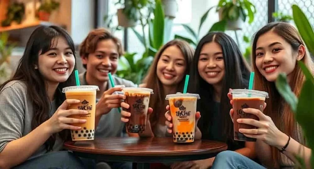 Friends enjoying the Taichi Bubble Tea. They must profit from the Taichi Bubble Tea nutrition facts
