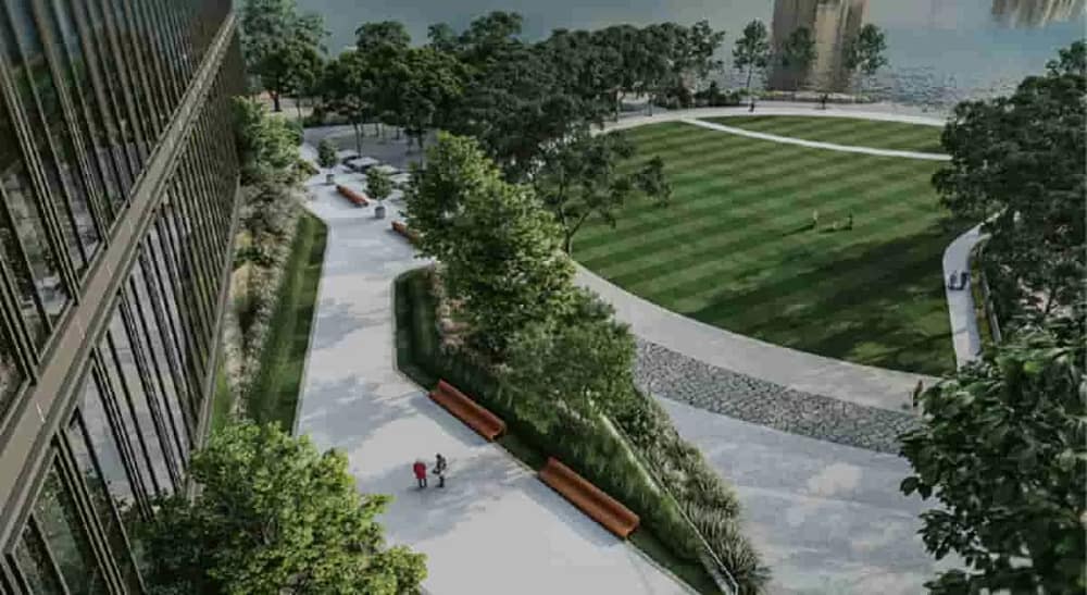Artist rendition of the Point-Park Baltimore, showing how the 4.5 acres of green space will serve everybody.