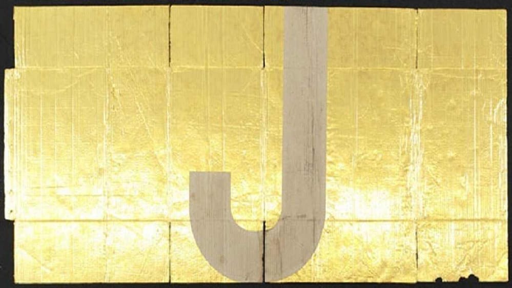 Image: Gold background painting with the Alphabet J by Danh Vo, one of the contemporary African artists to feature at Frieze London-African Art