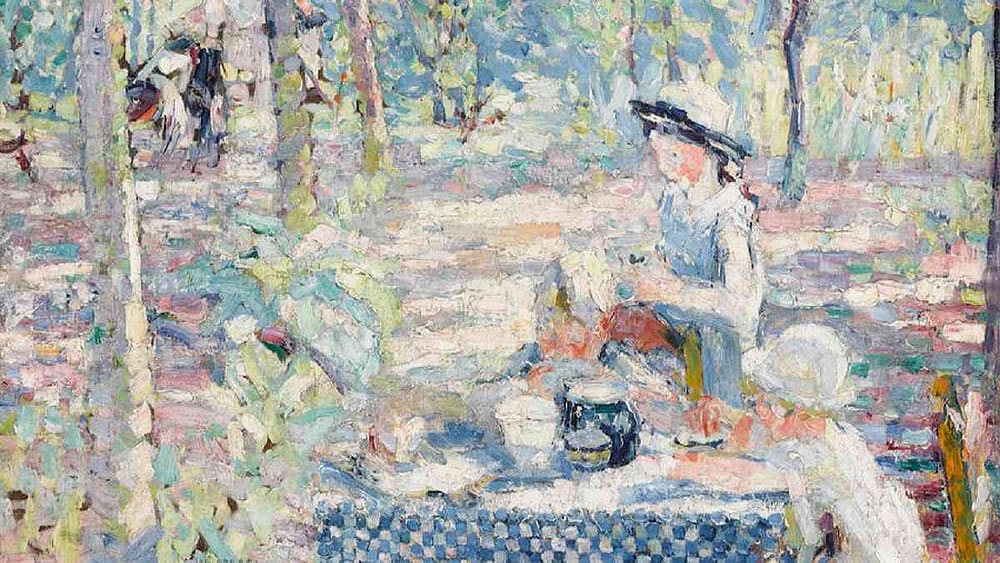 Image: Tea in the Orchard, and oil on canvas landscape painting by Joseph Raphael will highlight Bonhams exceptional auction of California and Western Paintings & Sculpture
