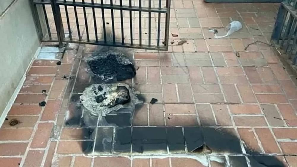 The scorch mark left behind by the 66-year-old man arrested for the Jewish Museum of Maryland Arson Attack