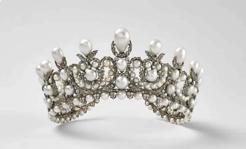 A diadem or tiara, of Empress Eugenie of France stolen in the Louvre crown jewels heist