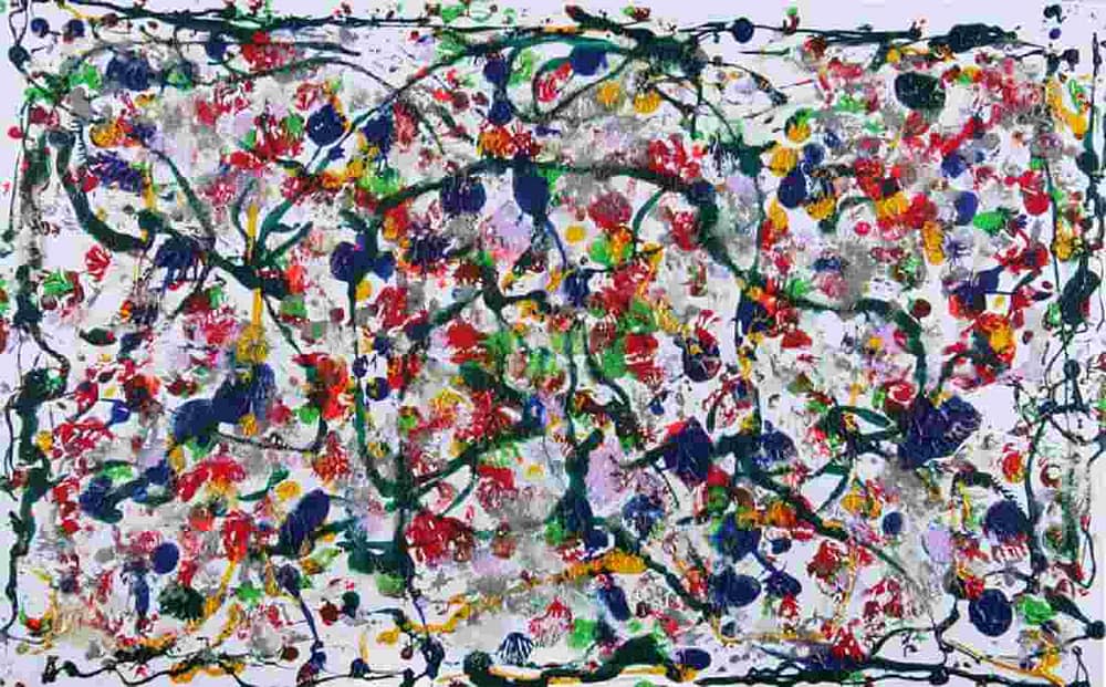 A painting by Fayez Barakat, one of the works honoring Jackson Pollock