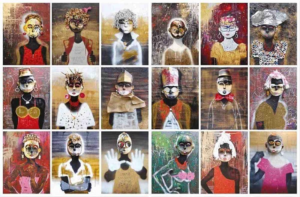 Someday Hope will meet reality in Rom Isichei's Mutations and the Gilded Apostle 2015. Installation of in the exhibition Someday Is Today