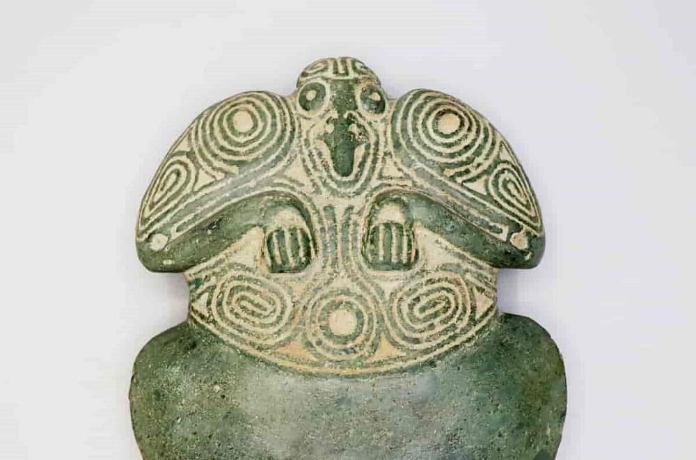 Taíno Celt, Depicting 'Bird-Man' Motif, AD 1300 - AD 1400 Serpentine