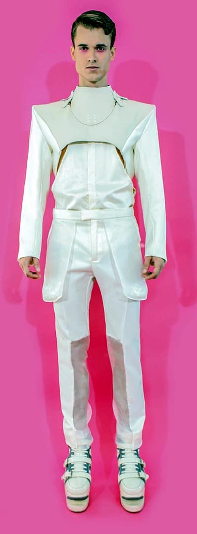 Image: This Unusual design for men by Long Tran, the fashion designer for celebrities, borrows from sculpture and 3D art