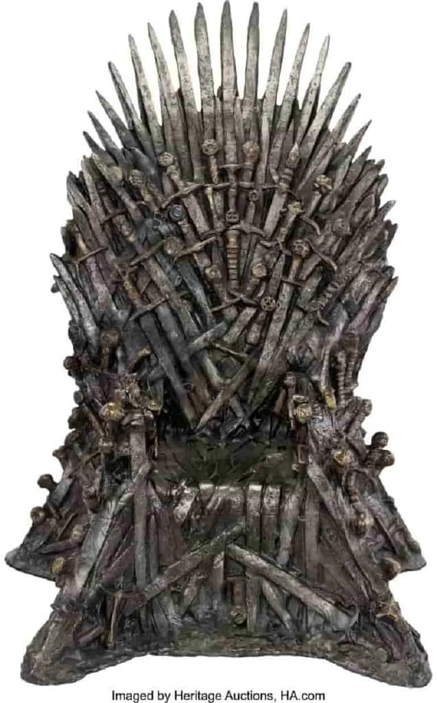 Touring Iron Throne from Game of Thrones (2011–19). One of the props from the show that was part of Game of Thrones Auction