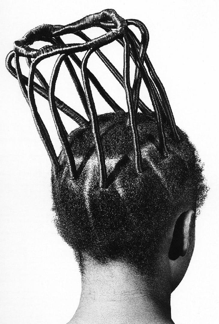 Okhai Ojeikere Image: Gelatin silver print photograph titled Onile Gogoro or Akaba by J.D. 'Okhai Ojeikere