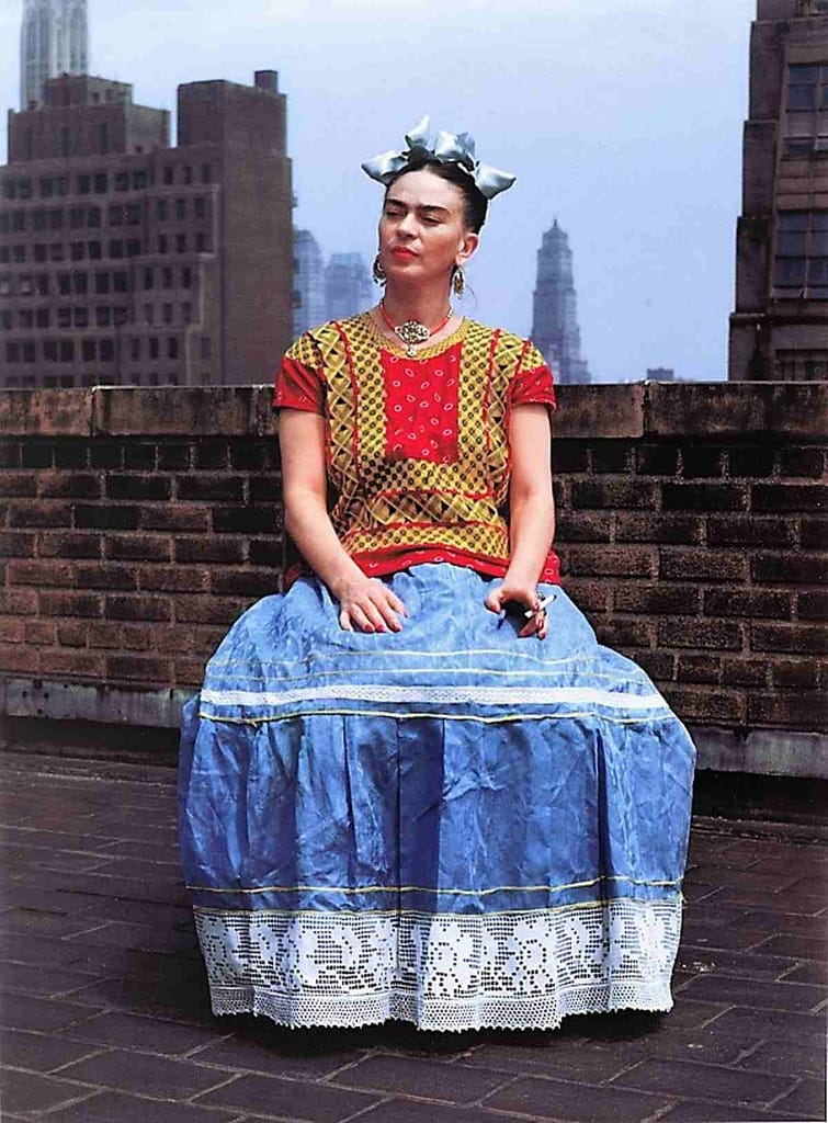 Image: Photograph of Frida Kahlo in New York taken in 1946 by Nickolas Muray is in the Brooklyn Museum Frida Kahlo show titled Frida Kahlo: Appearances Can Be Deceiving