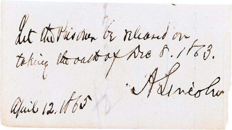 Image: Autographed Note Signed by Abraham Lincoln was signed days before he was assassinated