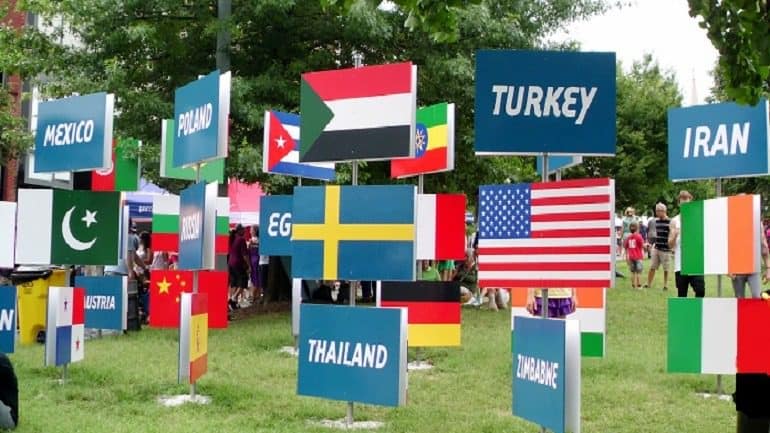 Image: Flags of different countries on display at Artscape festival. There were also ceramics on display. News