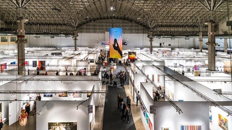 Image: Exhibition Space at Expo Chicago where international galleries, old and new, will be exhibiting their best art and artists when the fair opens