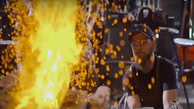 Image: One of the Man At Arms: Reforged team creates the Ulfberht Viking Sword, a historic weapon used by the Vikings during war during one of the episodes