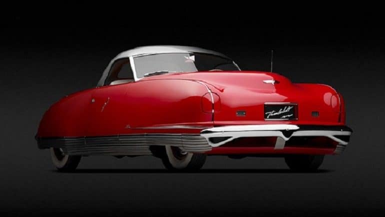 Image of Chrysler Thunderbolt, 1941 one of the innovative machines in the High Museum of Art Atlanta. Ralph Roberts designer, Alex Tremulis, designer Briggs Body Works, American, 1909-1954
