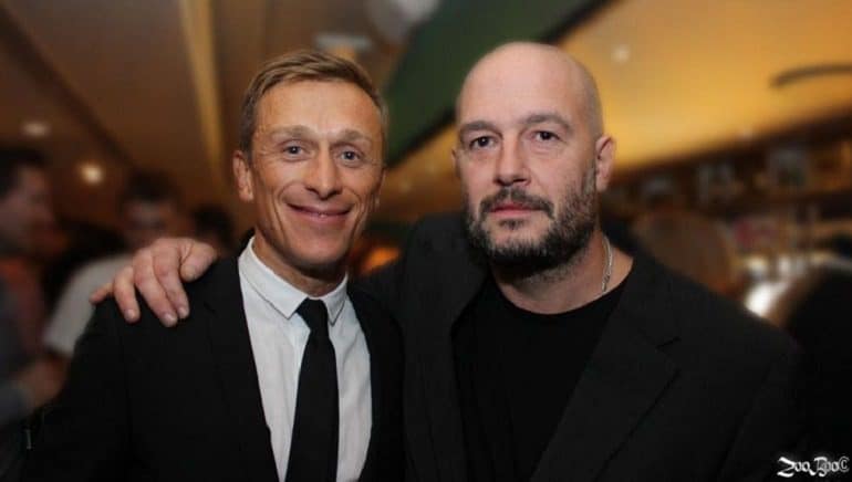 Image: Peace One Day founder Jeremy Gilley with Jake Chapman ready for International Day of Peace with contemporary artists and musicians. Weapons