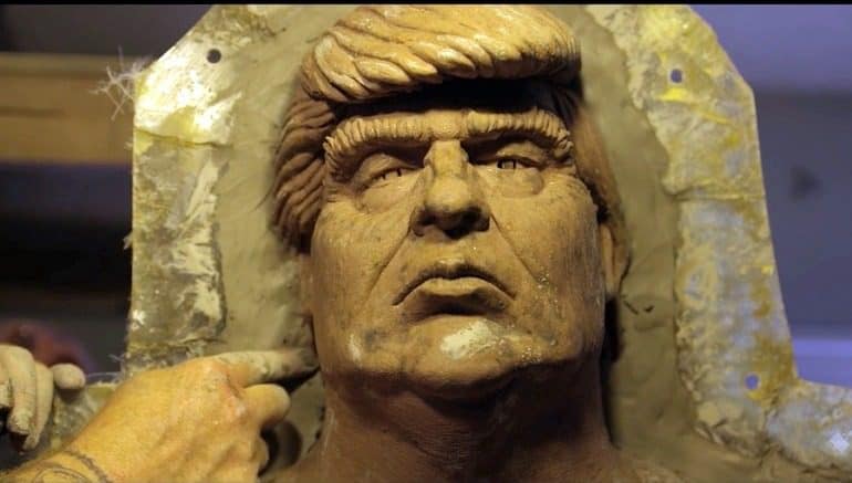 Image: Video shows artist at work Casting the Bust of naked Trump statues