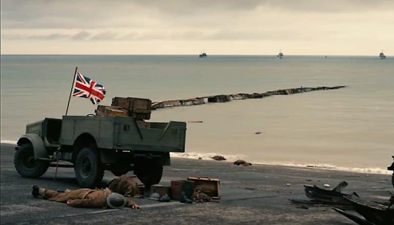 Image: British Flag still flying in a devastating war at Dunkirk