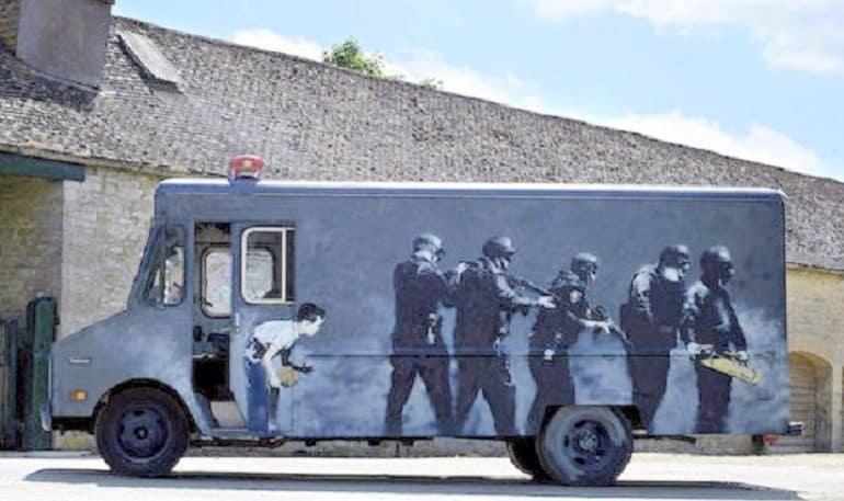 Image: Banksy graffiti art SWAT Van on sale at London auction