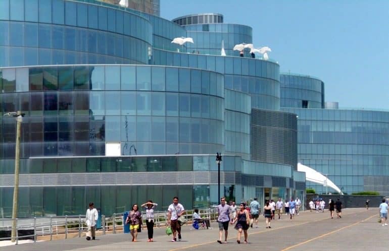 Image: Beautiful glass architecture design of the Revel Casino Hotel, one of the Atlantic City Casino that have closed