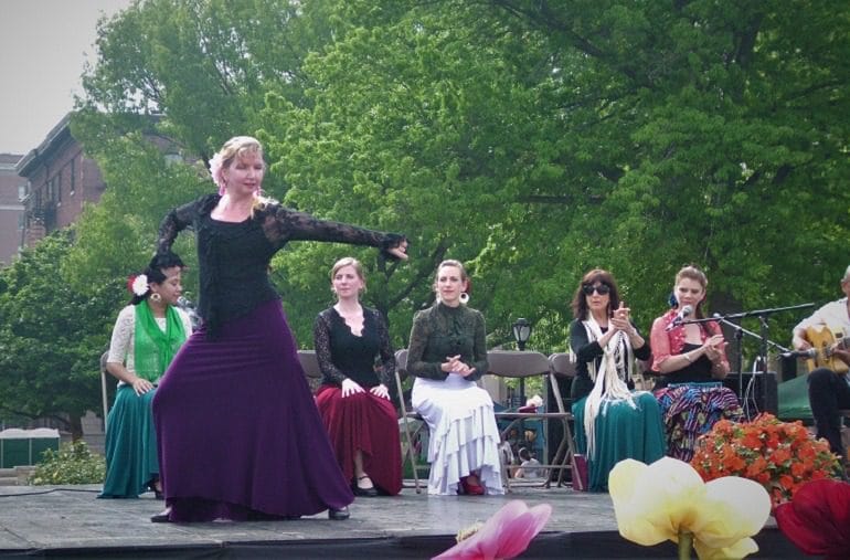 Image: A flamenco dancer performs during an art event in Baltimore. The Flamenco Aparicio Dance Company will perform during the Maryland State Arts Council 50th Anniversary celebration