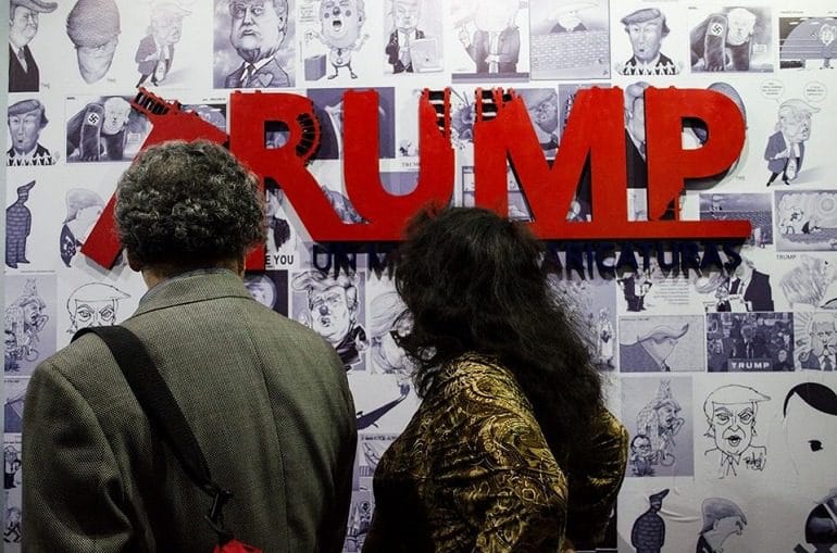 Image: Guest throng Mexico City's Caricature Museum to see Trump: A Wall of Cartoons, an exhibition focused on Donald Trump, the Republican Party nominee for the president of the United States