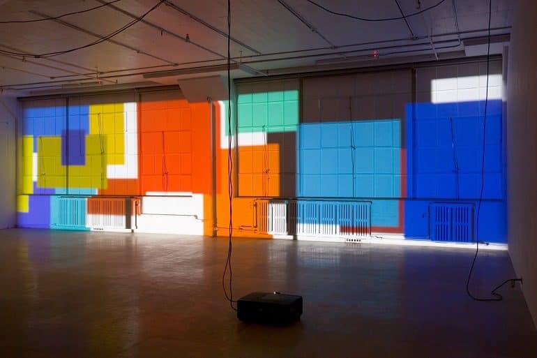 Image: Digital color projection titled Sade for Sade’s sake by New York artist Paul Chan winner of the Hugo Boss Prize 2014