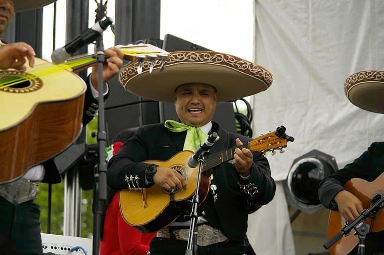 Image: Musicians celebrating Cinco de Mayo in DC during an event that brought together audience from the Mexican and Latino communities