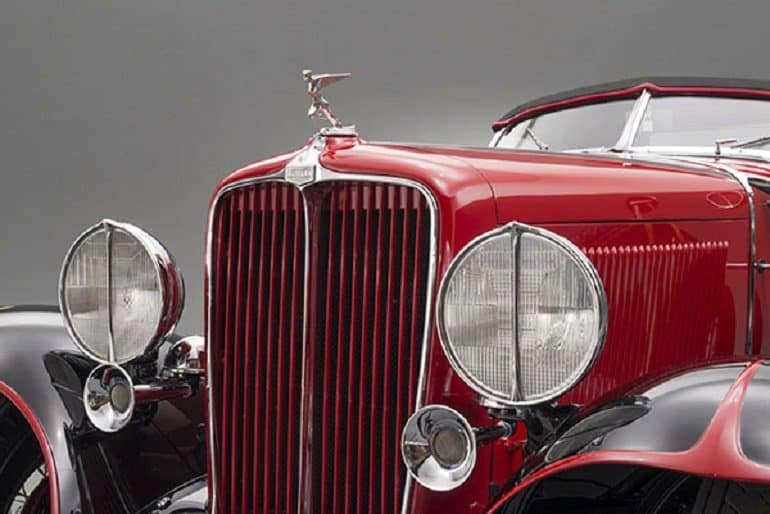 Image: Red 1932 Auburn 8-100A Speedster, an Award-winning classic car that is on display at the Snite Art Museum highlight opulence during the depression era-Classic Cars