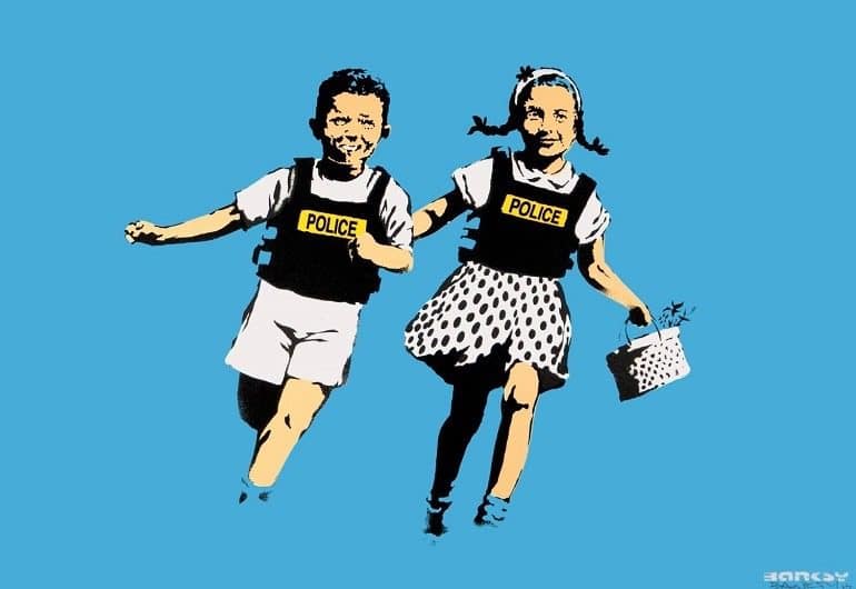 Banksy, Jack and Jill (Police Kids), 2005. Screenprint on paper 50 x 70 cm. Art Review