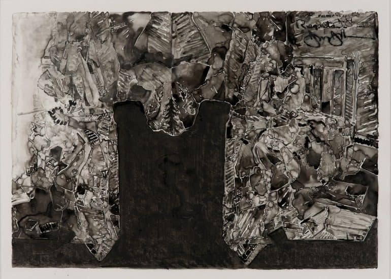Image- Painting by Jasper Johns -American, is titled Untitled. 2013. This Ink on plastic. is presently on dispaly at the Museum of Modern Art in New York-Art News