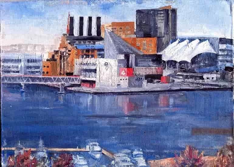 J. David Ehlers, The Inner Harbor at Pier 4. The artist was one of the recent resident artists at the Bromo Seltzer Arts Tower. Image courtesy of the Bromo Seltzer Arts Tower.