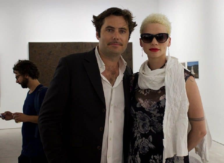 Gallery founder Richard F.Taittinger and-Mani de Osu at the opening of the exhibition Guess Who's Coming to Dinner.