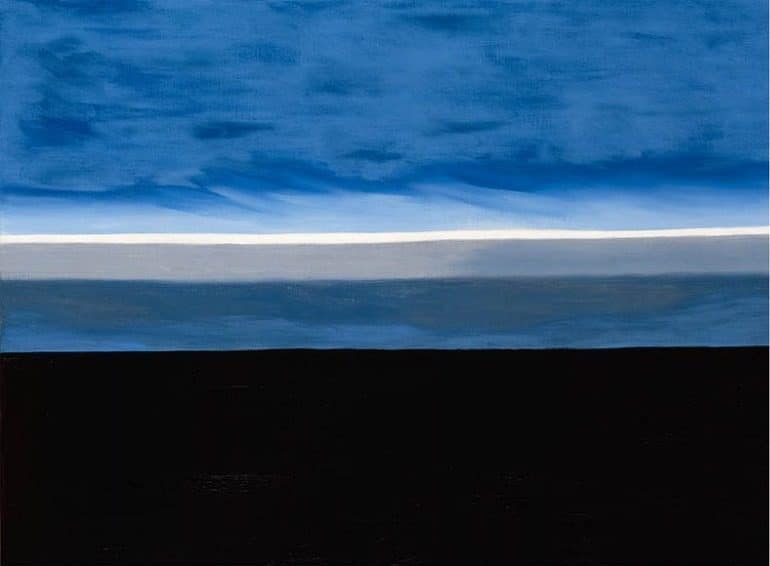 Image: The Beyond, an oil on canvas painting by American artist Georgia O'Keeffe on display at the Crystal Bridges Museum of American Art in the show The Beyond: Georgia O’Keeffe and Contemporary Art