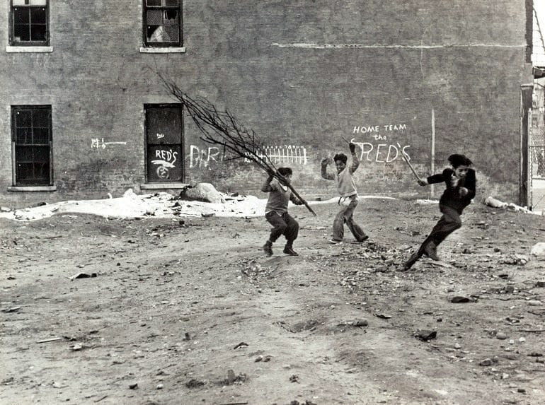 Image: Helen Levitt's Boys with Branches, New York, circa 1939, captures childhood excitements and joyful activities