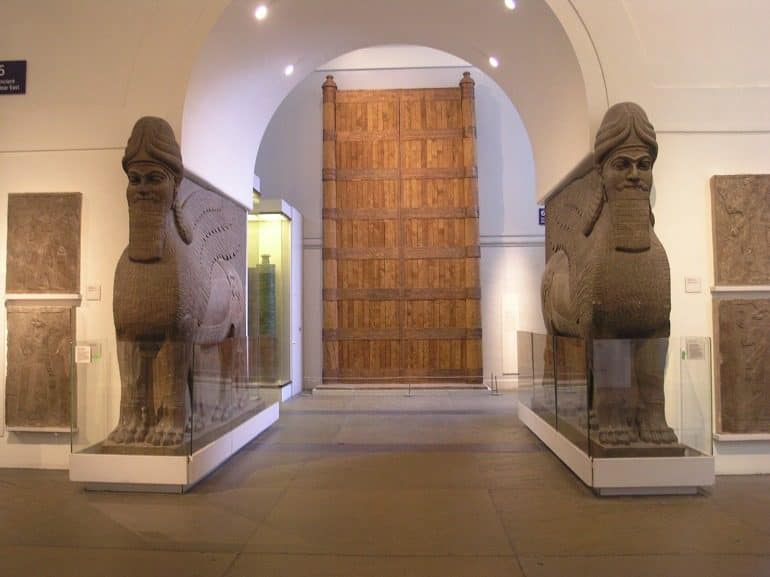 Image: Assyrian Gateway Human Headed Winged Lions 'Lamassu' from the North West Palace of Ashurnasirpal II in Nimrud at The British Museum is a good example of one the artifacts destroyed by the Islamic State ISIS