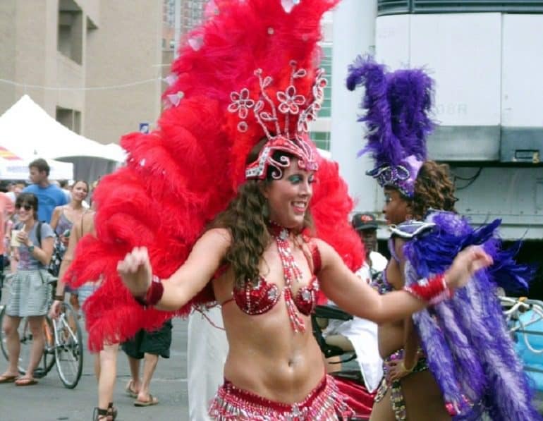 Image: Brazilian Samba Dancers at Baltimore Artscape Festival that featured art, including ceramics