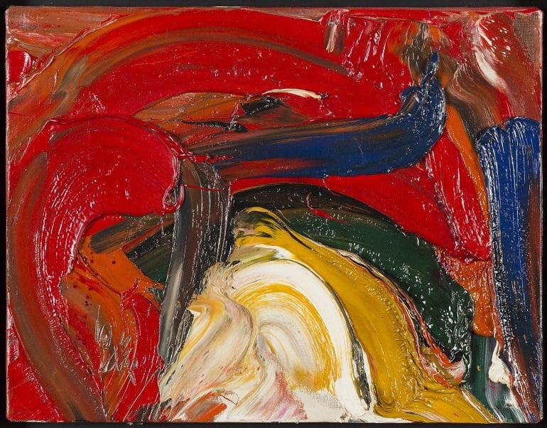 Image: Kazuo Shiraga Untitled, oil on canvas, painted in 1965, was one of the painting by Asian artists sold at the Christie's auction house art sale in Hong Kong