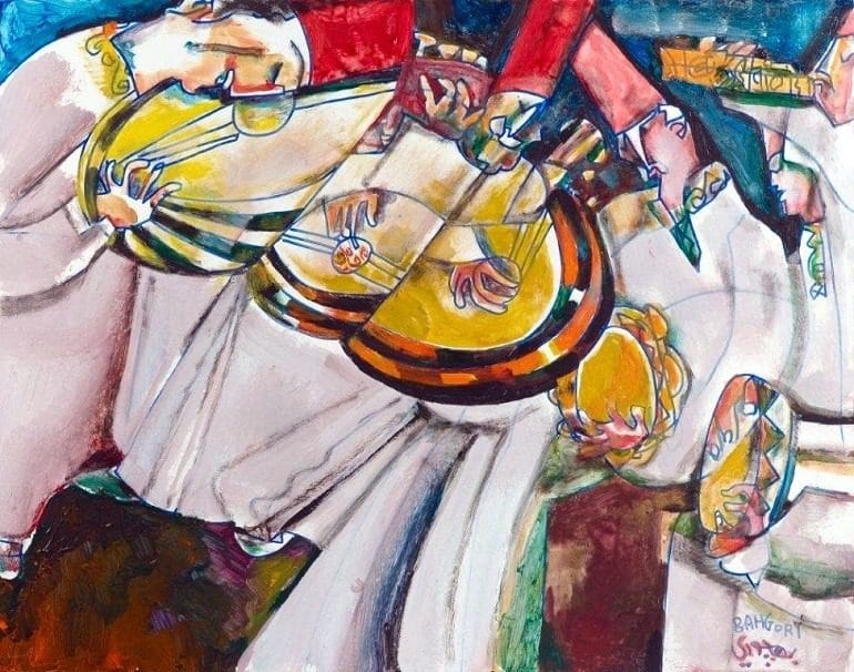 Image: Sufi Musicians, an oil on canvas painting by Egyptian artist George Bahgory