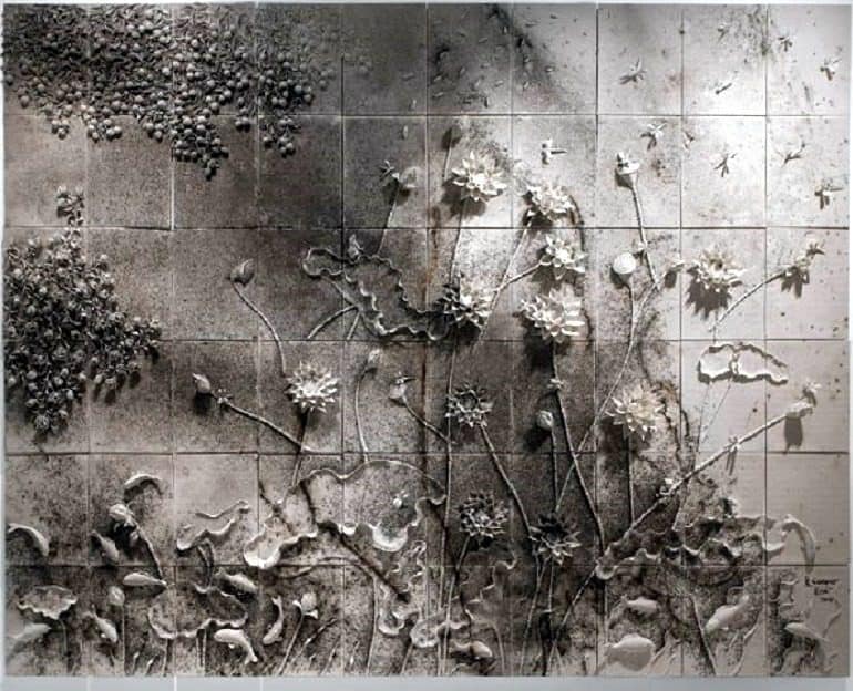 Image: Cai Guo-Qiang, Summer, gunpowder drawing on porcelain is one part of installation examining the four seasons: Spring, Summer, Fall, Winter, at the Power Station of Art, Shanghai