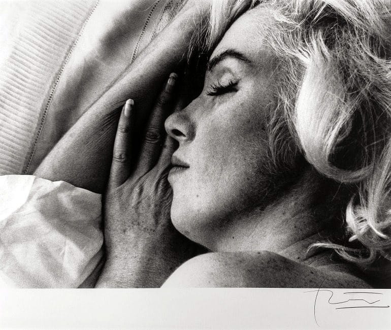 Image: A Gelatin print photograph of Marilyn Monroe, Sleeping taken in 1962 by famous fashion photographer Bert Stern