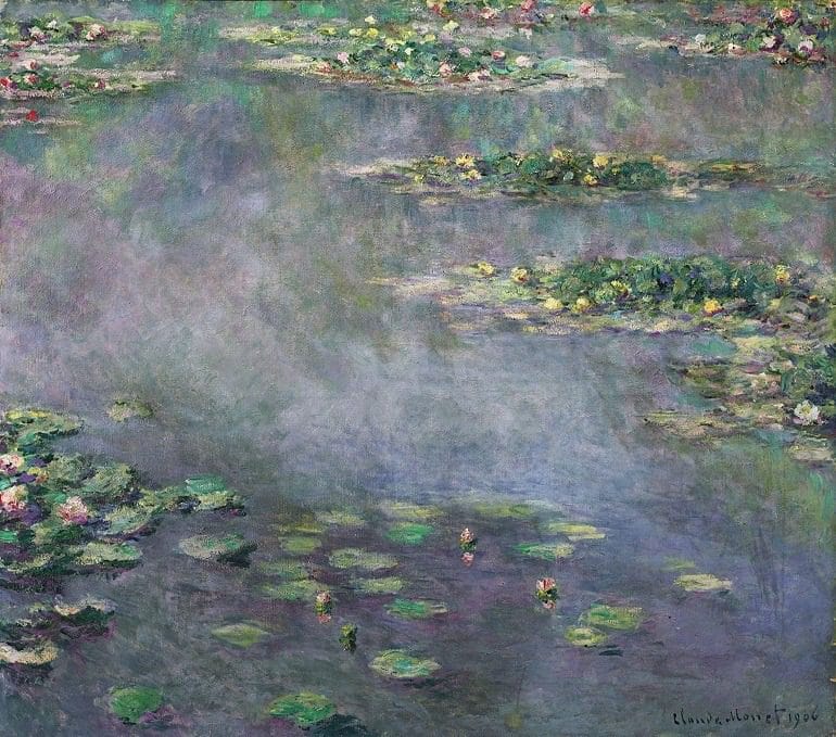Claude Monet 1840 - 1926, Nymphéas (Water Lilies) 1906, oil on canvas, 88.5 by 100cm. 34 3/4 by 39 3/8 in. Estimated at £20-30 million/ $33-50 million . Image courtesy of Sotheby’s