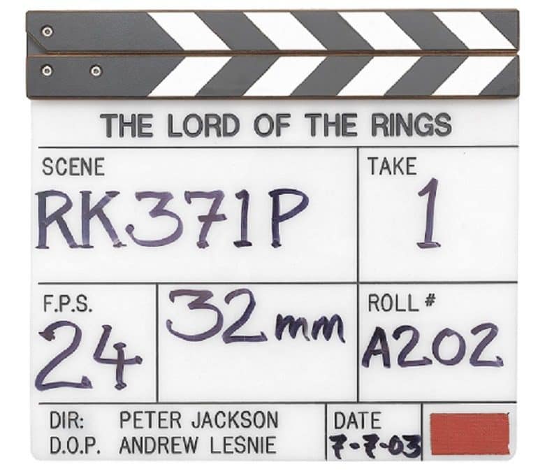 Image- Lord of the Rings- Clapperboard one of the movie memorabilia to be sold by Bonhams auction house as part of the Bonhams Turner Classic Movies auction