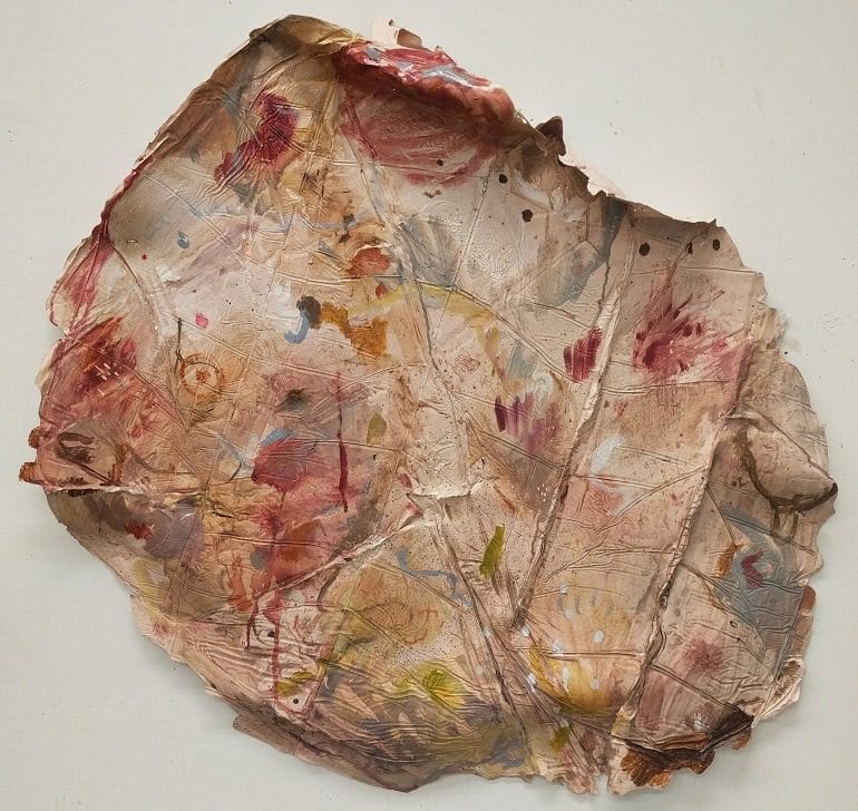 MFA-Image: Sore, Sorry, an oil, acrylic on latex house paint by Joy Wong, one of the MFA candidates whose work will be on display at McIntosh Gallery
