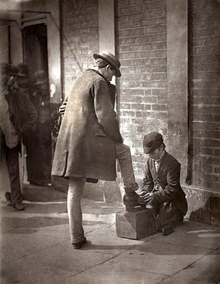 Image: The Independent Shoe Black, a photograph in London by John Thomson, from 'Street Life in London', 1877, by John Thomson and Adolphe