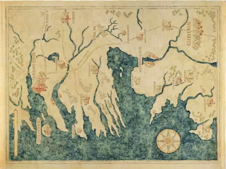 Map of Westeros from Game of Thrones. One of the props from the show that was part of Game of Thrones Auction